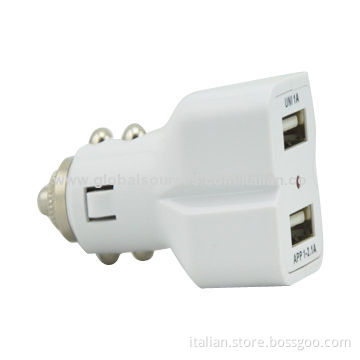 Dual USB port car charger, 5V/2.1A for iPad, iPhone, Samsung